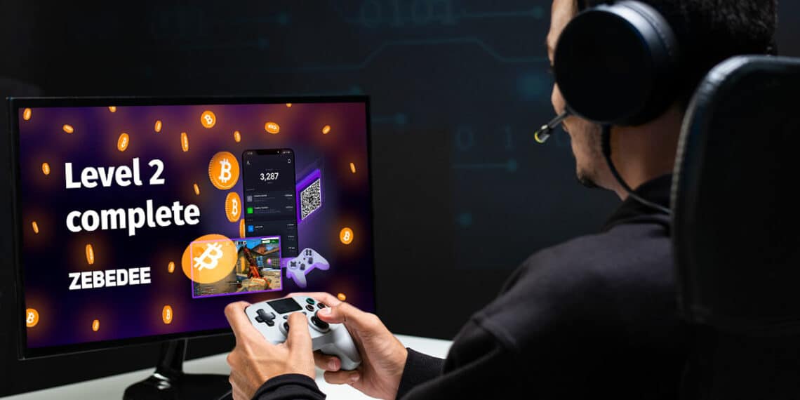 Gamer en Zebedee con BTC.