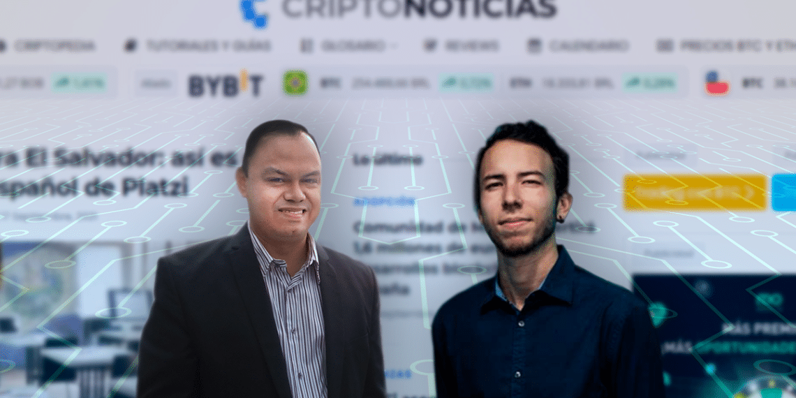 De izquierda a derecha: Rafael Gómez Torres e Iván Gómez, integrantes de la Jefatura de Redacción de CriptoNoticias. Composición por CriptoNoticias. Fuentes:  twenty20photos /  elements.envato.com .