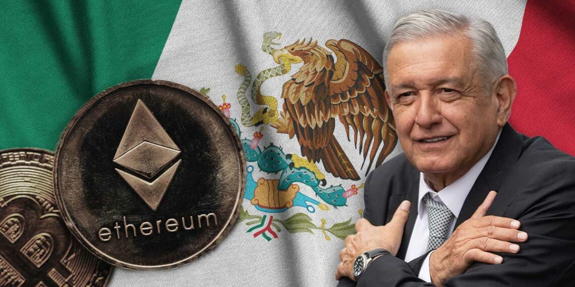 AMLO, BTC y ETH con bandera de México.