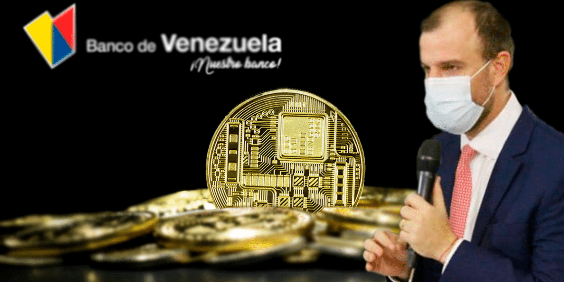 Criptomonedas, Maniglia y logo de Banco de Venezuela.