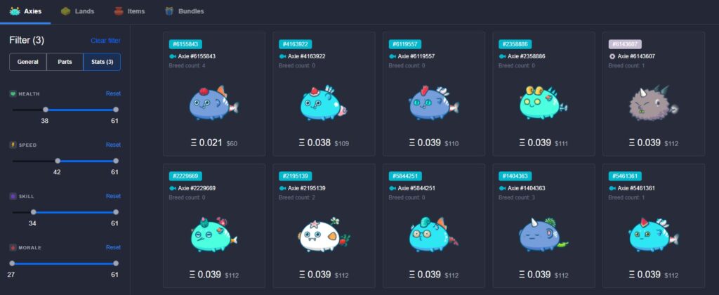 Market place de Axie Infinity - cómo jugar Axie Infinity