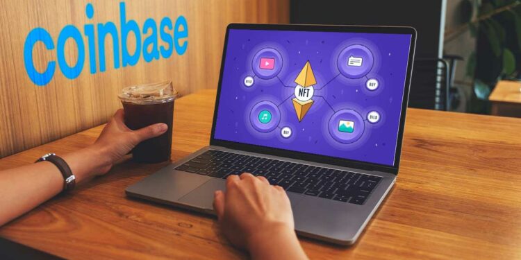 Coinbase y NFT en pantalla.