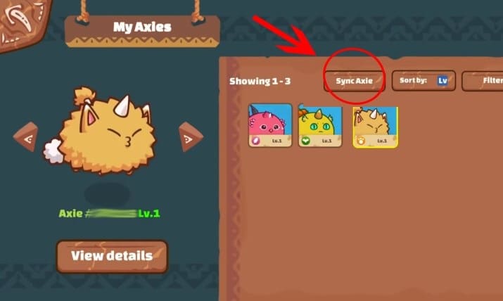 Sincronización de criaturas en Axie Infinity