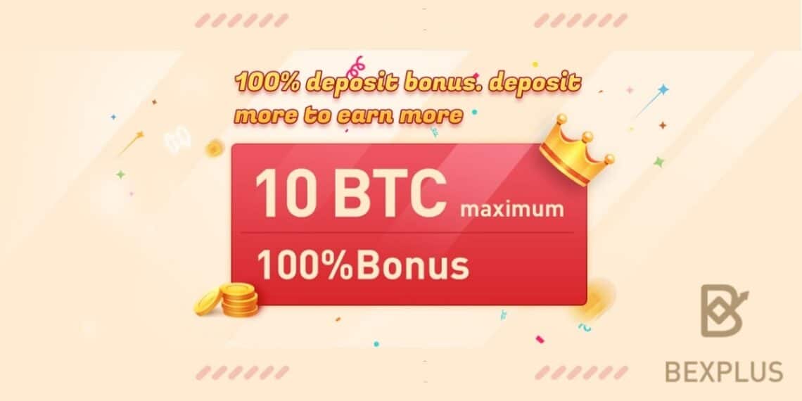 Pancarta promocional de bono del 100% de Bexplus