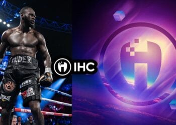 Boxeador sobre el ring y logo de la moneda IHC