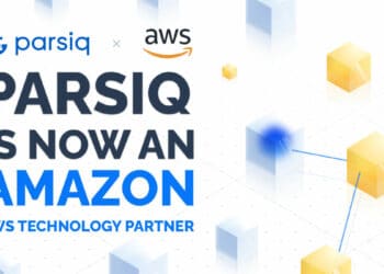 Pancarta publicitaria de la asociacion de PARSIQ con Amazon AWS