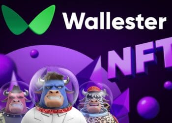 NFT de toros astronautas con el logo de Wallester