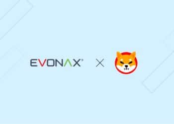 Logo del exchange Evonax y del token Shiba Inu