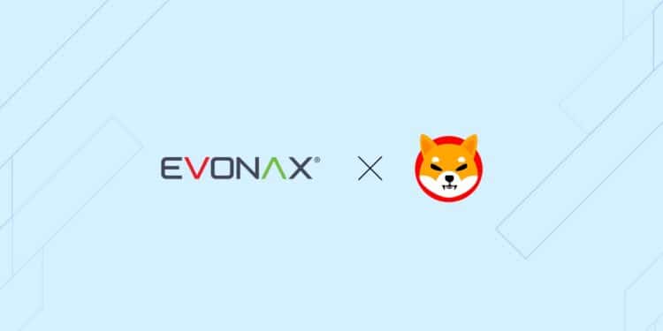 Logo del exchange Evonax y del token Shiba Inu