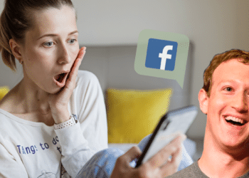 Persona sorprendida con FB y Zuckenberg.