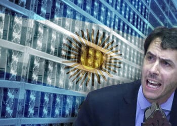 El diputado Martín Berhongaray de Argentina le pide información al gobierno sobre su acuerdo con la minería de bitcoin Bitfarms. Composición por CriptoNoticias. El Diario de la Pampa / eldiariodelapampa.com.ar; wirestock / freepik.com; Bitfarms / facebook.com.