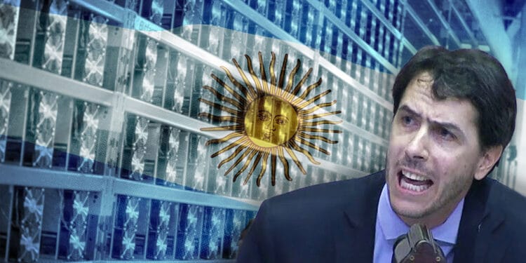 El diputado Martín Berhongaray de Argentina le pide información al gobierno sobre su acuerdo con la minería de bitcoin Bitfarms. Composición por CriptoNoticias. El Diario de la Pampa / eldiariodelapampa.com.ar; wirestock / freepik.com; Bitfarms / facebook.com.