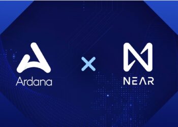 Logos de Ardana y del protocolo Near en fondo azul