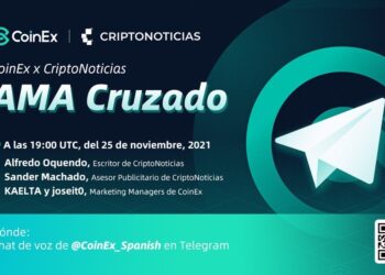 Pancarta de invitacion al AMA de CoinEx en Telegram