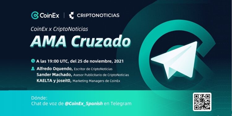 Pancarta de invitacion al AMA de CoinEx en Telegram