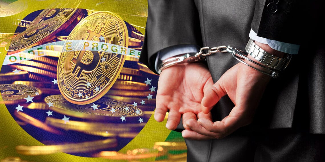 El director ejecutivo de una plataforma de bitcoin fue detenido en Brasil por estafar a sus usuarios. Composición por CriptoNoticias. BillionPhotos.com/ stock.adobe.com; wirestock / freepik.com; chayanit/ stock.adobe.com