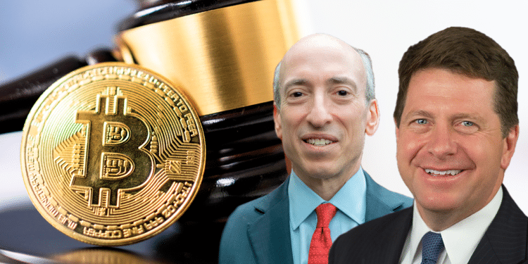 El actual presidente de la SEC y su predecesor coincidieron en que bitcoin debe ser regulado por el bien de los inversionistas.  Composición por CriptoNoticias. Fuentes: Andrey Popov / adobe.stock ; SEC / Wikipedia ; SEC / Wikipedia.