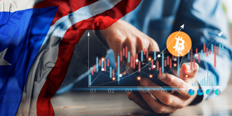Inversión en BTC con bandera de Puerto Rico.