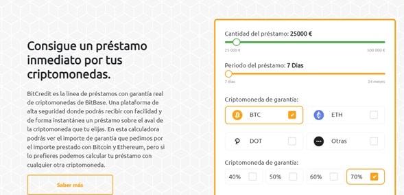 Interfaz de usuario de la plataforma de préstamos.