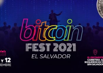 Pancarta publicitaria del Bitcoin Fest 2021