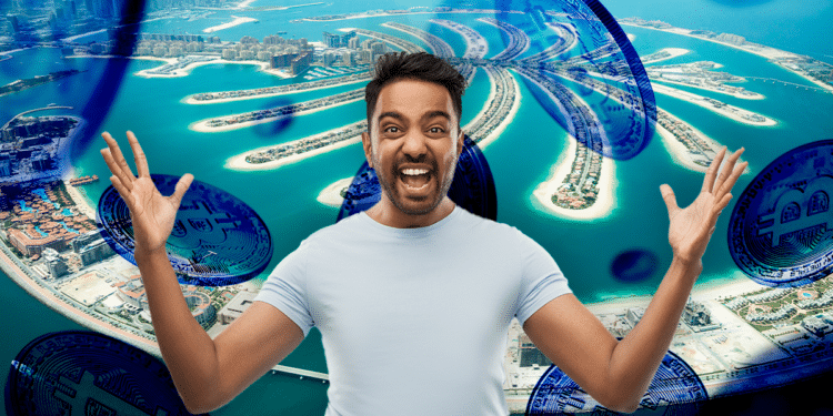Dubai, BTC, persona emocionada.