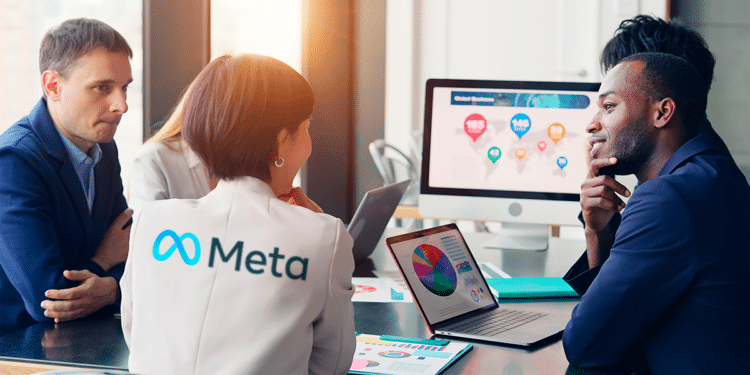 Meta ahora forma parte de la directiva de la alianza que fomenta el uso de las criptomonedas y eliminar las patentes de las tecnologías de esa industria.  Composición por CriptoNoticias. Fuentes: metamorworks / adobe.stock ;  meta / Wikipedia.