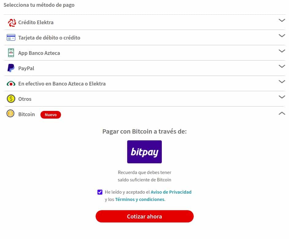 pago-compras-bitcoin-elektra-bitpay