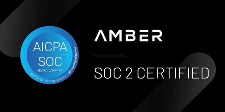 Logo de Amber Group y el sello de aprobación de la auditoría SOC 2
