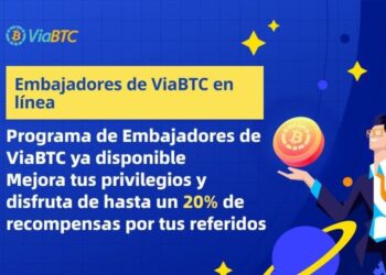 Pancarta promocional del programa de Embajadores de ViaBTC