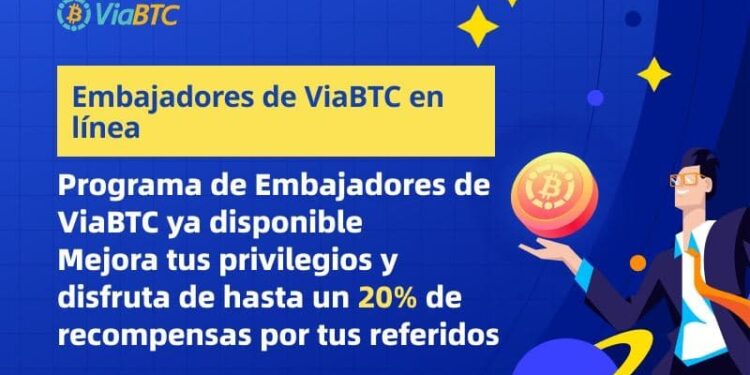Pancarta promocional del programa de Embajadores de ViaBTC