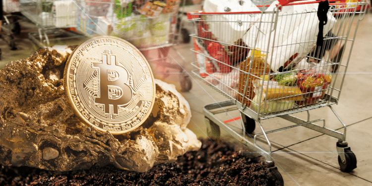 BTC y oro con alimentos.