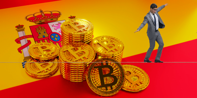 BTC y España, persona caminando sobre la cuerda floja.
