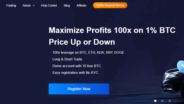 Bexplus 100x leverage promotional banner