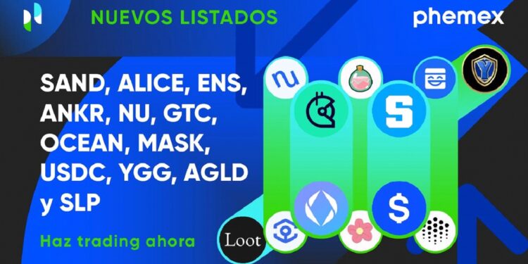 Logos de tokes listados en la plataforma Phemex