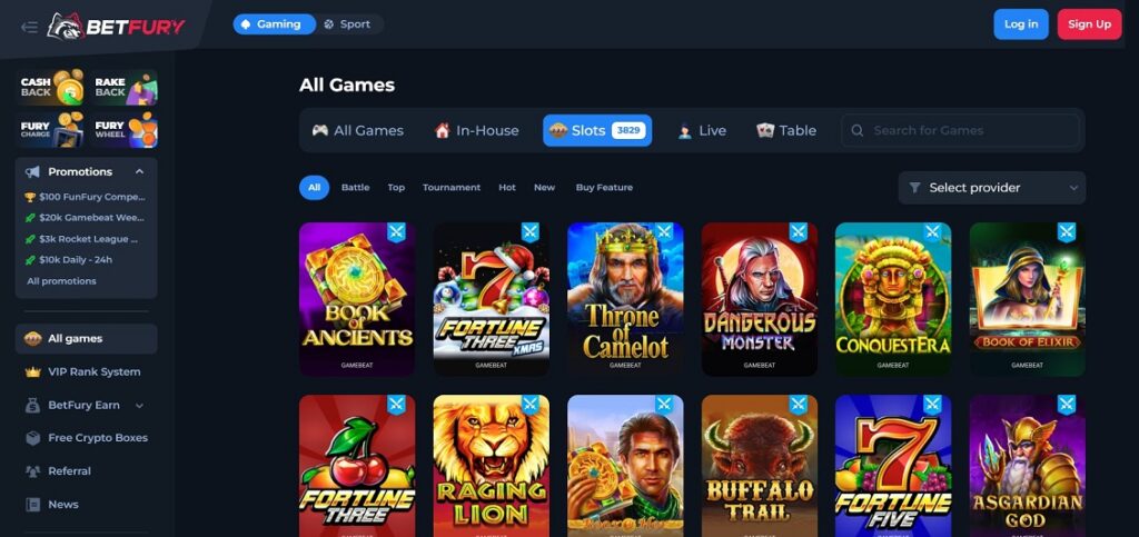 BetFury Casino Games Catalog