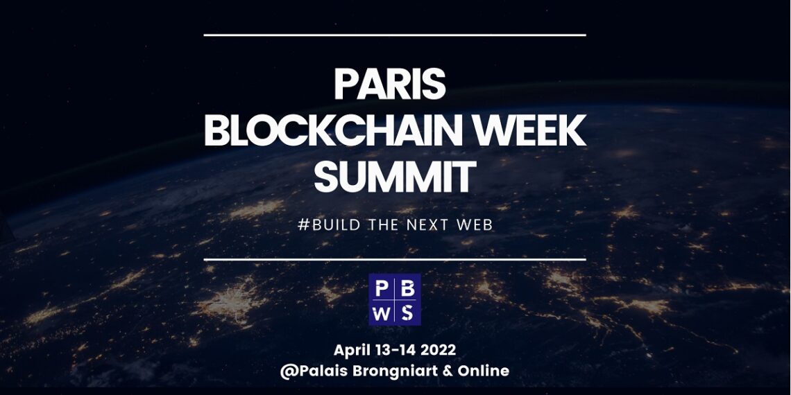 Pancarta promocional del evento Paris Blockchain Week Summit