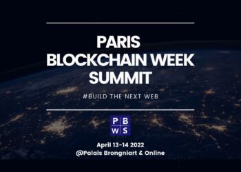 Pancarta promocional del evento Paris Blockchain Week Summit