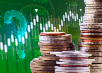 Criptomonedas y gráfico verde.