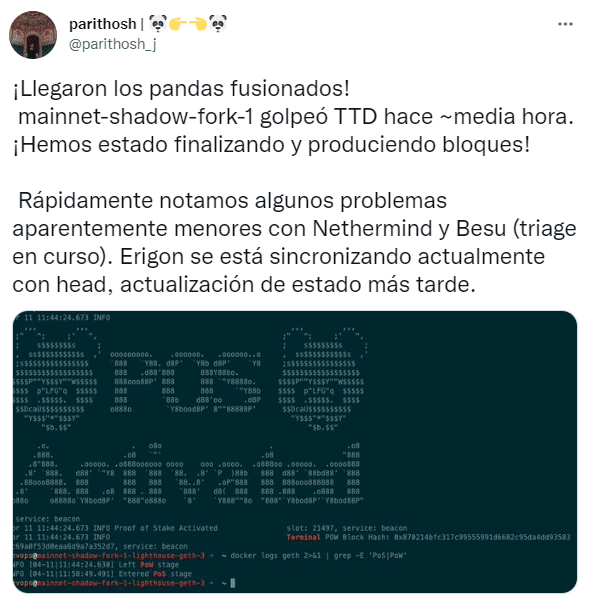 PoS activado, Twitter de Paritshosh.