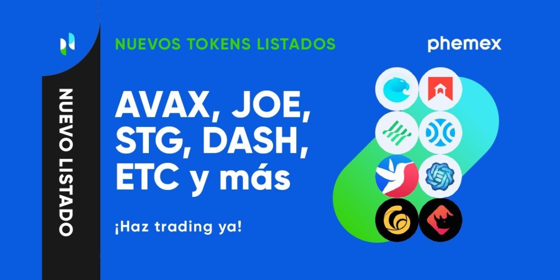 logos de 8 criptomonedas agregadas al exchange Phemex