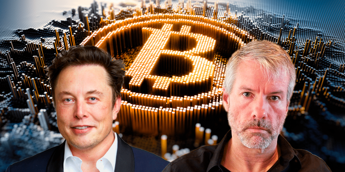 Elon Musk y Michael Saylor con Bitcoin.