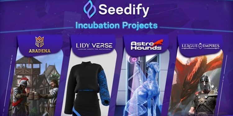 Vitrina mostrando imágenes de 4 proyectos en incubación