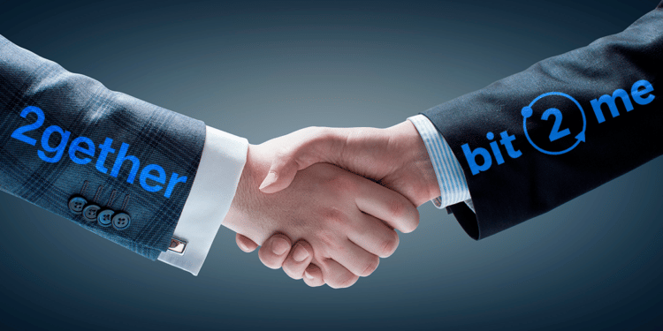 Tras cerrar abruptamente, 2gether acordó con Bit2Me pasarles a todos sus clientes. Composición por CriptoNoticias. Fuente: help.2gether.global / bit2me.com / willyam / stock.adobe.com.