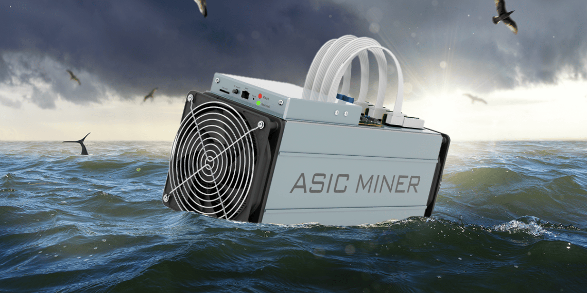 Minero asic hundiéndose en el océano.