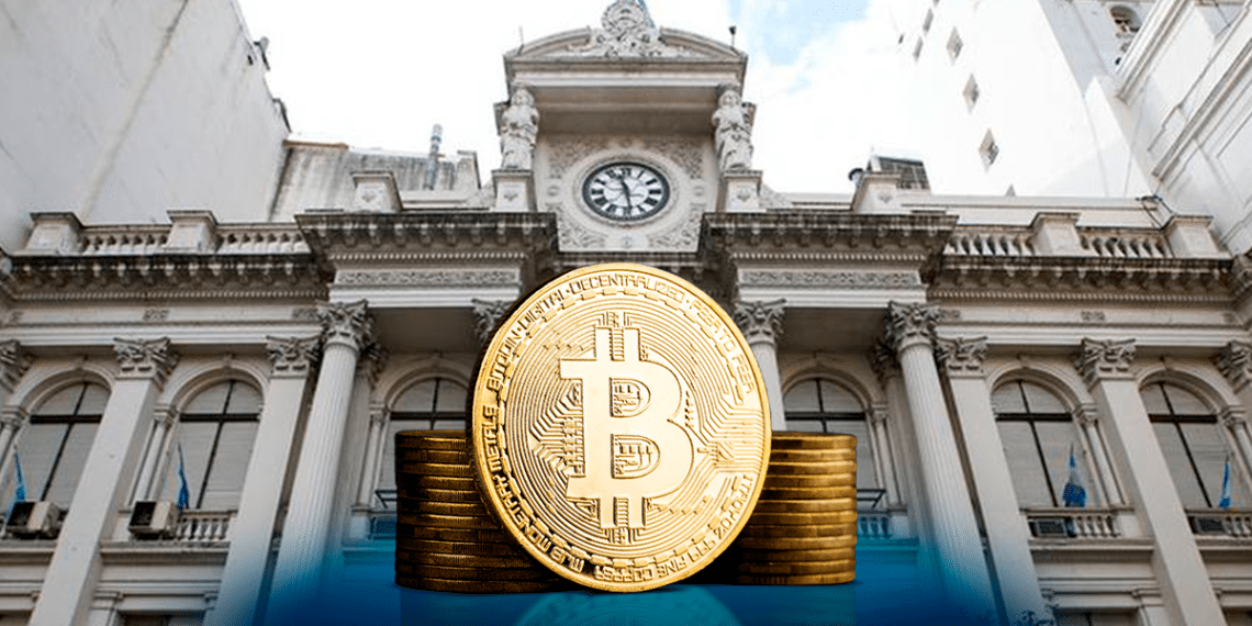 Banco Central de Argentina junto a Bitcoin.