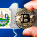 Bitcoin junto a la bandera de El Salvador.