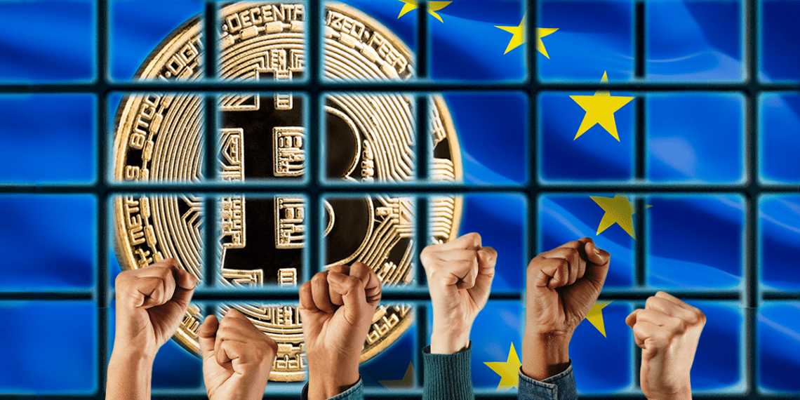 Comunidad bitcoin de Europa reprocha la aprobación de normativa que extiende el rastreo de transacciones con criptomonedas. Composición por CriptoNoticias. Fuente: denisismagilov ; BillionPhotos.com ; blacksalmon / stock.adobe.com.