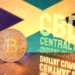 Bandera de Jamaica con BTC y logo de CBDC.