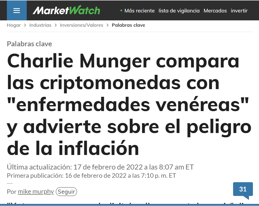 Bitcoin en Market Watch.