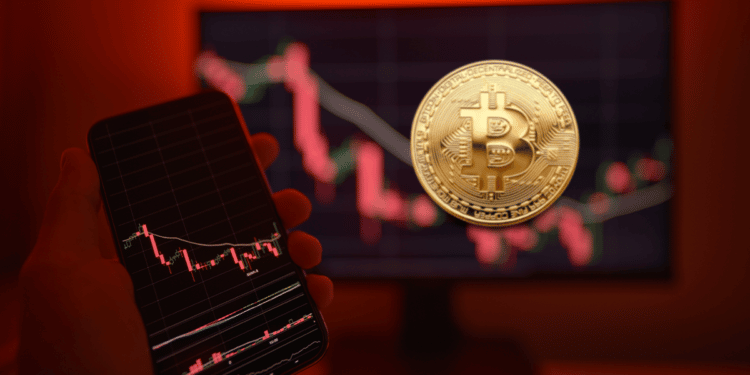 Gráficos en rojo y Bitcoin.